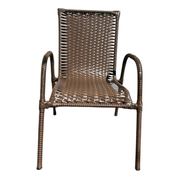Cadeira Junco Sintético Varanda Aréa De Lazer Resistente Lisa Marrom